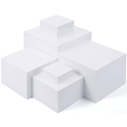 Geelin 6 Pack Acrylic Risers for Display Acrylic Cube Boxes Risers Display Stands with Hollow Bottoms Decorative Stand for Jewelry Candy Table Decor 6 Sizes(White,3 to 8 Inch,Square) - color: White, size: 3 to 8 Inch