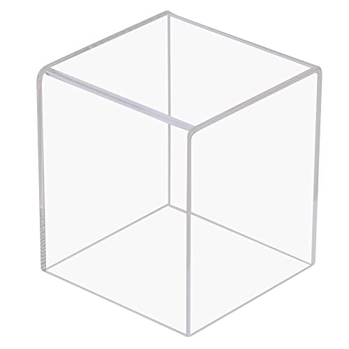 Pro Collector's UV Protection Softball Display Case Baseball Display Case Stand Championship Square BoxClear Display Cube for Official 12 Inches Ball Ball Storage Collections (Black Plastic Stand)