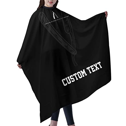 Custom Waterproof Barber Cape Personalized Text Barber Shop Salon Cape for Men Customized Hair Cutting Cape - color: Black Barbershop