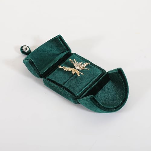 Dark Green Velvet Jewelry Organizer Box, Soft Lined Jewelry Display Holder with Luxury Design, Elegant Jewelry Display Case for Women【Ring Storage, Dark Green】 - color: Dark Green