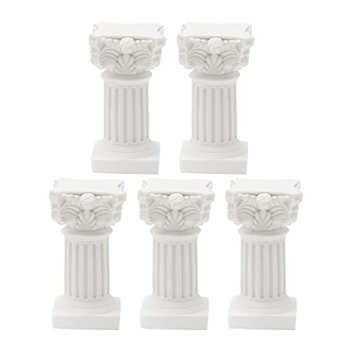 Saihisday 5Pcs Mini Roman Pillar Greek Columns, Christmas Decorations, Greek Statues Decor, Resin Artistic Ornament for Wedding Table,1.18" L x 1.18" W x 2.56" H (White) - color: White