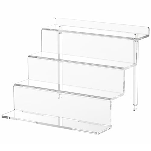 NIUBEE Acrylic Riser Display Shelf, Clear Display Stand for Amiibo Funko POP Figures,4 Tier Cupcakes Stand Perfume Organizer and Storage (12 Inch Large) - size: 12 inch