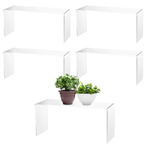 Soaoo 4 Pcs Large Acrylic Riser Display Stands Clear Shelf Riser Jewelry Stand Retail Desktop Display for Show Decor Cupcake, Collectibles Figures, Organize, Decor(10.25 x 4 x 4.25 Inches) - size: 10.25 x 4 x 4.25 Inches