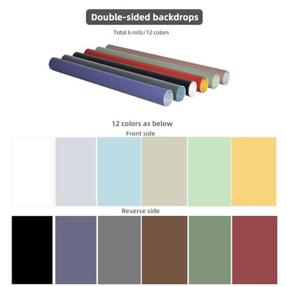 Photography Backdrops Small Product Background: Flat Lay Seamless Paper Props - Tabletop Photo Shoot for Jewelry Cosmetics Food .(22x34in, Dark) - color: Dark 6pcs/12color