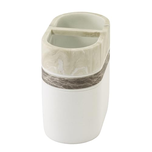 Izod – Toothbrush Holder, Hand-Painted Resin with Marble Detail, Modern Home Decor – Perfect for Organizing Bathroom Essentials (Tidal) - size: Toothbrush Holder