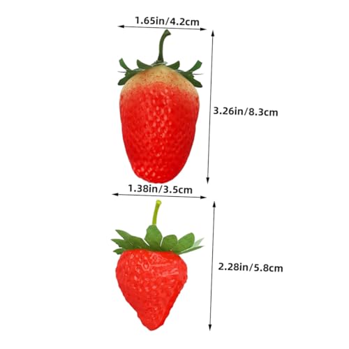 Abaodam 30pcs Realistic Faux Strawberries Artificial Red Strawberry Models Plastic Fruit Decorations for Home Kitchen Party Photography Props