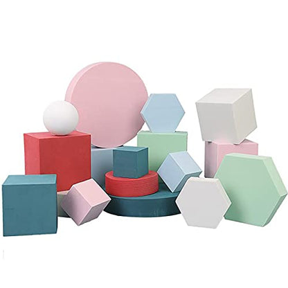 8PCS Geometric Cube Photo Props Set, Hard Foam Photography Background Props for Goods, Crafts, Lipstick, Jewelry, Cosmetics, Makeup Tools, Food (Purple) - color: Purple