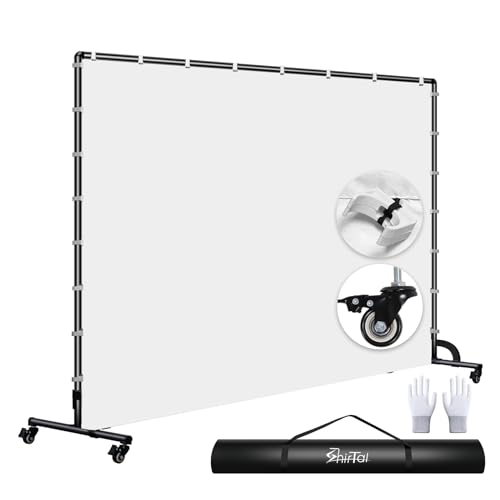 7x10ft White Photo Backdrop with Stand,Movable Photography Backdrop Stand Kit with Wheels and White Screen Backdrop Background for Photo Shooting,Video Recording，Events, Party - color: White, size: 7x10ft