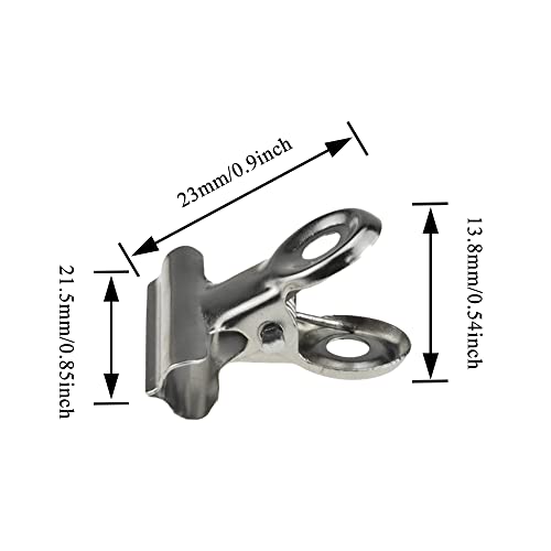 HAHIYO 0.87inch Silver Bulldog Clips Metal File Hinge Binder Clips Clamps Save Space Strong Spring Jaws Rock Solid Grip Book Lay Flat Deburred Edge for Hang Photos Wall Grid Dog Food 30PCS - size: Silver-0.87in-30p