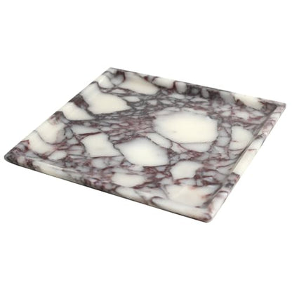 Natural Marble Tray, Coffee Table, Food, Fruit, Paper Cup, Cake Display, Coffee bar, Family Gatherings, Seasonal Holiday Decoration Tray(Viola-Square-9.8"x9.8"x0.7") - color: Viola-square-9.8"x9.8"x0.7"