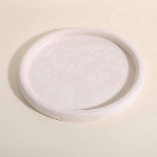 Velvet Jewelry Display Tray, Round Jewelry Organizer Plate, Empty Jewelry Showcase Tray for Necklaces, Bracelets, Rings, Earrings【Beige-Large, 9.8 x 9.8 in 】 - color: Beige, size: 9.8 x 9.8 in