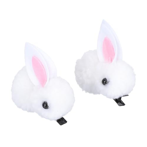 Yardwe 1Pair Adorable Plush Bunny Hair Clip for Creative Rabbit Hairpin for Easter Holiday and Photo Props Comfortable and Durable Hair Accessories