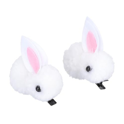 Yardwe 1Pair Adorable Plush Bunny Hair Clip for Creative Rabbit Hairpin for Easter Holiday and Photo Props Comfortable and Durable Hair Accessories