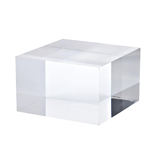 PATIKIL 3"x3"x2" Jewelry Display Riser, Polished Acrylic Cube Display Stand Block Collection Showcase Ring Holder Square, Clear - size: 3" x 3" x 2"