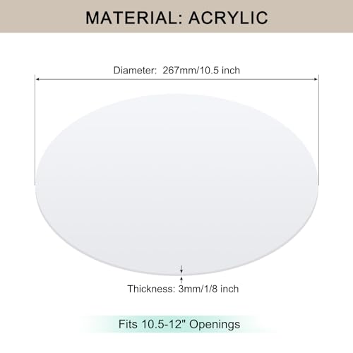Lampshade Diffuser, 10.5" Diameter Round Diffuser Lamp Shade for Drum Style Lampshades Pendants Softening Light, DIY Light Fits 11-13" Openings, Frosted White Acrylic - size: 10.5"