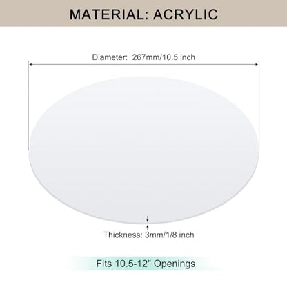 Lampshade Diffuser, 10.5" Diameter Round Diffuser Lamp Shade for Drum Style Lampshades Pendants Softening Light, DIY Light Fits 11-13" Openings, Frosted White Acrylic - size: 10.5"