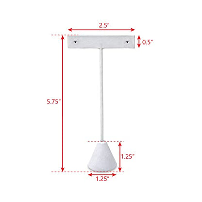 Ikee Design 6 Pcs Set Premium T- Shape Style Earring Display Stand, Earring Stand Jewelry Display for Showroom, Tradeshow, and Showcase, 2 1/2 W x 5 1/2 H in, White Faux Leather - color: White Faux Leather, 5.5" High