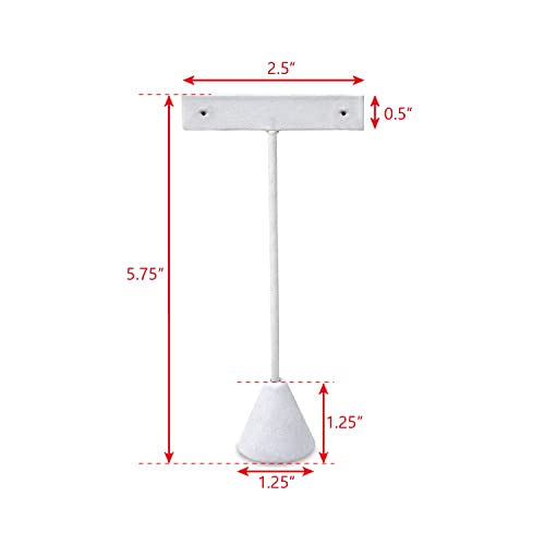 Ikee Design 6 Pcs Set Premium T- Shape Style Earring Display Stand, Earring Stand Jewelry Display for Showroom, Tradeshow, and Showcase, 2 1/2 W x 5 1/2 H in, White Faux Leather - color: White Faux Leather, 5.5" High