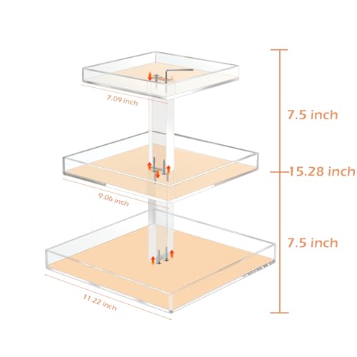 YAGELI Perfume Organizer for Women - Large 3-Tier Clear Acrylic Cosmetic Storage for Bathroom, Vanity & Dresser | Makeup Jewelry Display Stand | Non-Slip Base, Sturdy & Scratch-Resistant - size: 3 Tier