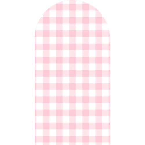 6.6FT Pink Plaid Arch Backdrop Cover Chiara for Girls Birthday Strawberry Theme Party Baby Shower Decoration(6.6x3.3ft,No Frame No Zipper) - size: 3.3x6.6ft