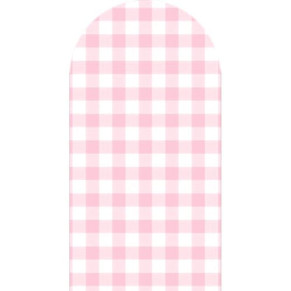 6.6FT Pink Plaid Arch Backdrop Cover Chiara for Girls Birthday Strawberry Theme Party Baby Shower Decoration(6.6x3.3ft,No Frame No Zipper) - size: 3.3x6.6ft