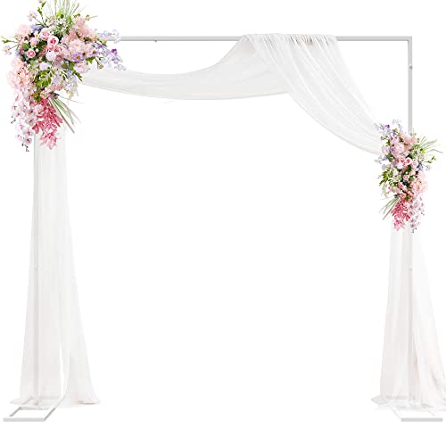 Putros Heavy Duty Backdrop Stand 8ft x 8ft White Pipe and Drape Kit Adjustable Metal Backdrop Sand for Wedding Photobooth Exhibition Decoration - color: White