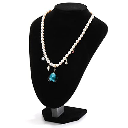 Foraineam 3 Pack Black Velvet Necklace Bust Display 3D Jewelry Chain Organizer Mannequin Model Display Stand Holder