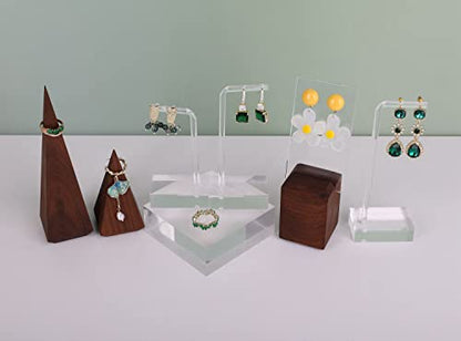 Transparent earring display riser, clear acrylic display jewelry risers, small ring holder tray risers for decor【3.15 L x3.15 W x1.18 H inch】 - size: 3.15 L X3.15 W X1.18 H Inch