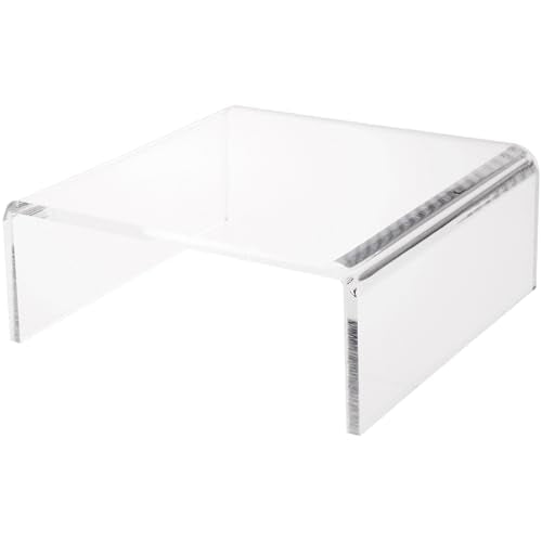 Plymor Clear Acrylic Short Square Display Riser, 4" H x 10" W x 10" D (3/8" thick), Pack of 2 - size: 4" x 10" x 10"