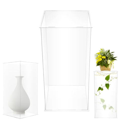 Acrylic Display Stand, 12 x 12 x 24 Inch Display Cube Pedestal, Clear Plastic Box for Centerpieces, Countertop Collectibles Case for Wedding Birthday Party Living Room Bedroom Study Decoration