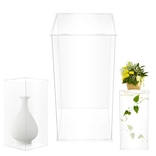 Acrylic Display Stand, 12 x 12 x 24 Inch Display Cube Pedestal, Clear Plastic Box for Centerpieces, Countertop Collectibles Case for Wedding Birthday Party Living Room Bedroom Study Decoration