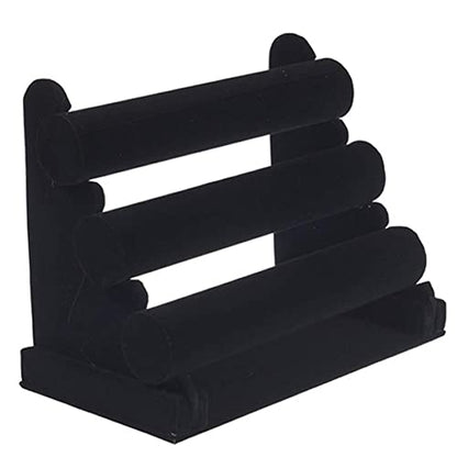PowerKing 3 Tiers Black Velvet Jewelry Organizer Stand, Detachable Bracelet Display Stand and Holder, Jewelry Display Organizer for Bracelet Watch - style: Black 3 Tier
