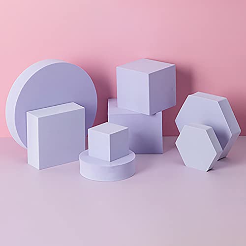8PCS Geometric Cube Photo Props Set, Hard Foam Photography Background Props for Goods, Crafts, Lipstick, Jewelry, Cosmetics, Makeup Tools, Food (Purple) - color: Purple