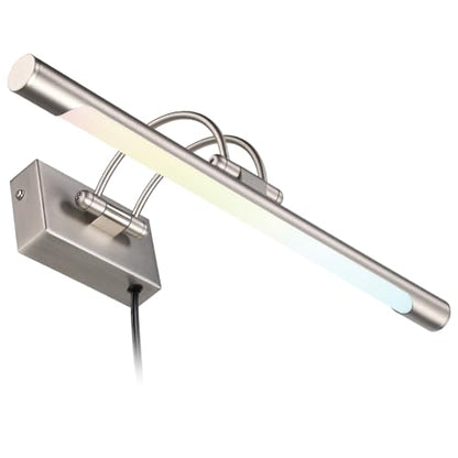 LEONLITE 3CCT Dimmable LED Picture Light, 2700K/3000K/4000K Selectable, CRI90 Swivel Full Metal Picture Frame Light for Wall Art, Painting, Artwork, Portrait, Plug-in & Hardwired, Satin Nickel - color: Satin Nickel-CCT