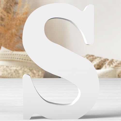 12 Inch White Wood Letters Unfinished Wood Letters for Wall Decor Decorative Standing Letters White Block Letters for wall Decoration for Craft Home Party Projects (S) - color: White-S, size: 12 inch