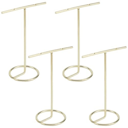 SUNNYCLUE 4Pcs T Shaped Jewelry Stand Necklace Stand Holder Earring Display Organizer Light Gold Jewelry Towers Bangles Rings Earrings Watch Hanging Organizers for Selling Home Storage Show Photo