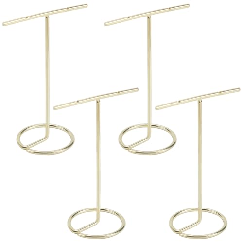 SUNNYCLUE 4Pcs T Shaped Jewelry Stand Necklace Stand Holder Earring Display Organizer Light Gold Jewelry Towers Bangles Rings Earrings Watch Hanging Organizers for Selling Home Storage Show Photo