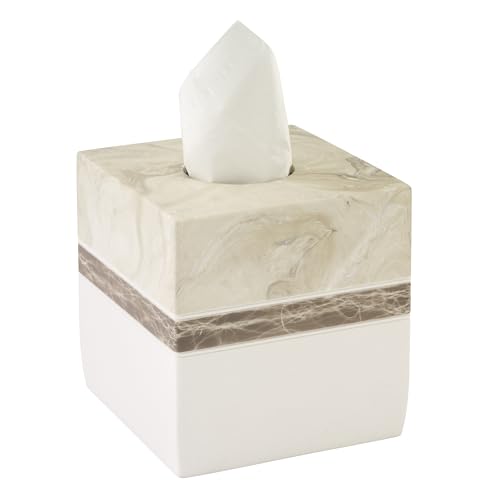 Izod – Tissue Box Cover, Hand-Painted Resin with Marble Look Colorblock Design, Modern Home Decor – Perfect for Bathrooms, Bedrooms, Kitchens or Offices (Tidal) - size: Tissue Cover Box