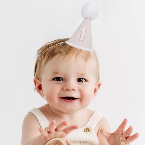 Boho First Birthday Hat-Natural 1st Birthday Boho Decorations,One Birthday Costume Headwear,Cake Smash Photo Prop - color: White