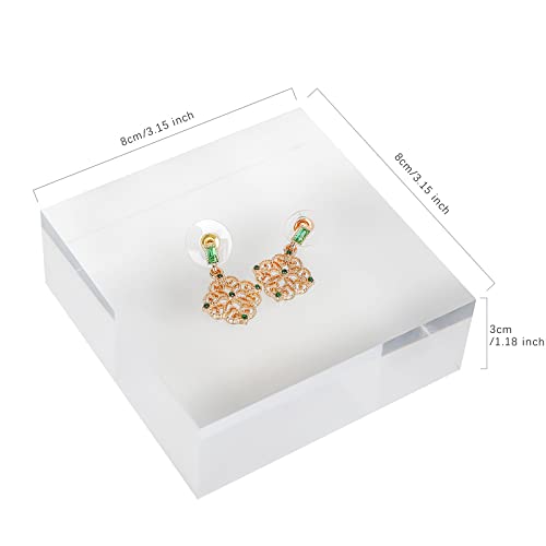 Transparent earring display riser, clear acrylic display jewelry risers, small ring holder tray risers for decor【3.15 L x3.15 W x1.18 H inch】 - size: 3.15 L X3.15 W X1.18 H Inch