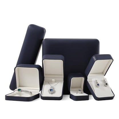Leather Ring Display Box - Luxury Gift Box for Wedding, Anniversary & Premium Jewelry - color: Dark Blue, size: Ring Box