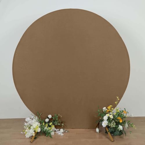 Efavormart 7.5ft Taupe Round Spandex Backdrop Cover, Double Sided Circular Arch Stand Slipcover for Transitional Decor and Modern Minimalist Events - color: Taupe, size: Round