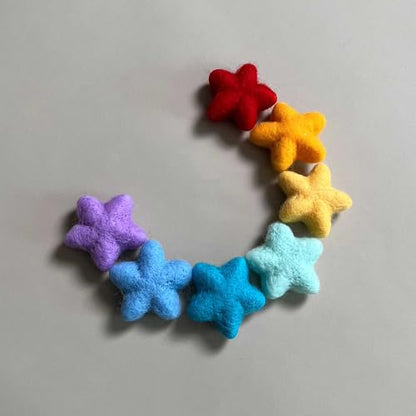 D&J DON&JUDY 7pcs Pack Newborn Handmade Wool Felt Heart Shape Photography Studio Prop (Rainbow Star)