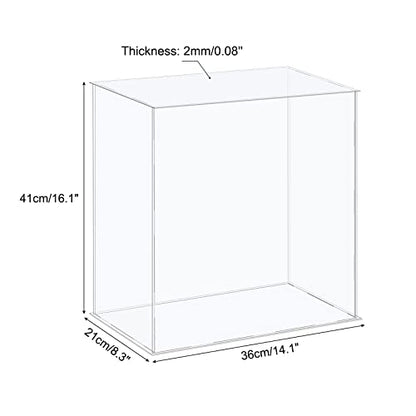 MECCANIXITY Acrylic Display Case Plastic Box Cube Storage Box Clear Assemble Showcase 14.1x8.3x16.1 Inch for Collectibles - size: 14.1x8.3x16.1 Inch
