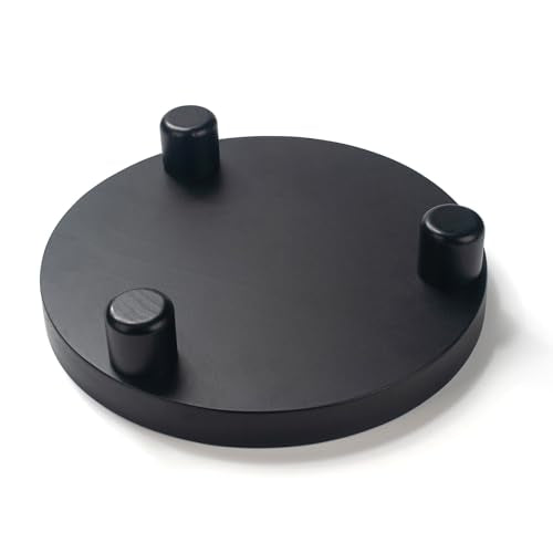 2 Pcs Wood Riser for Display, Round Wooden Tray Decor, Farmhouse Pedestal Stand, Decorative Riser Tray for Kitchen or Bathroom Counter, Black