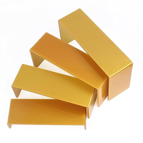 ELEGANTLIFE Acrylic Display Risers Set of 4, 4-Level Tiered Display Stands for Cupcakes, Small Figures & Jewelry, Compact Countertop Display Shelf, Multiple Colors Available (Gold) - color: Gold