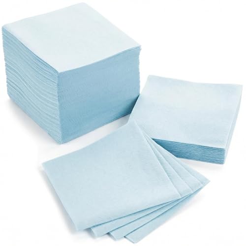 AH AMERICAN HOMESTEAD Paper Cocktail Napkins - Linen-Like Disposable Beverage Bar Napkins 4.75" x 4.75" - Bulk Square Napkins - Ideal for Party or Wedding (Baby Blue -100 Count) - color: Baby Blue, size: 4.75 x 4.75
