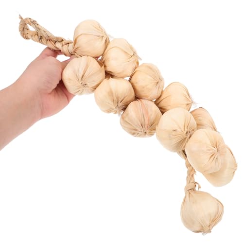 Cabilock Versatile Decorative Garlic Hanging Strings Realistic Fake Garlic Braid with Built Hanging Rope for Home Decor Photography Props and Lifelike Kitchen Decoration Garlic