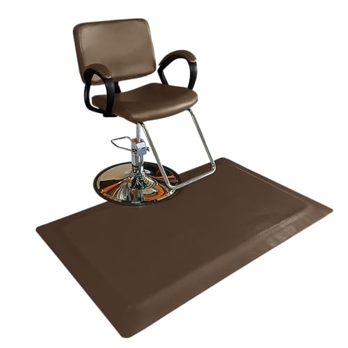 Rhino Mats, Rhino Hide Salon Mat, Non-Slip Standing Cushioned Comfort Anti-Fatigue Mat for Salon, Barbershop, or Spa (Brown Rectangle, 3' x 5' x 7/8") - color: Brown Rectangle, size: 3' x 5' x 7/8"