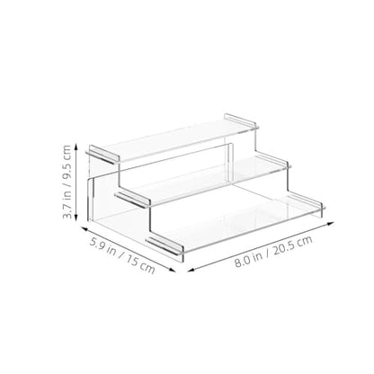 PRETYZOOM Acrylic Figure Display Stand 3-Tier Riser Organizer 9.05X5.90X3.74 Inch Multi-Layer Shelf for Collectibles Figurines Dolls and Perfume Storage